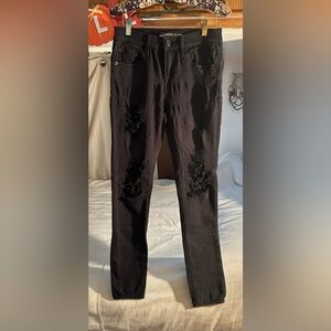 Express Distressed Black Skinny stretch comfy Jeans size 0 fits 2/4